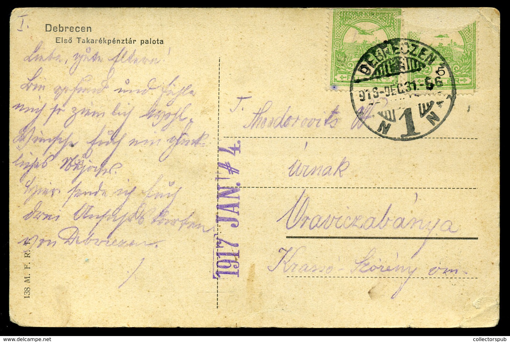 DEBRECEN 1915. Zászlós, Címeres Képeslap - Gebruikt
