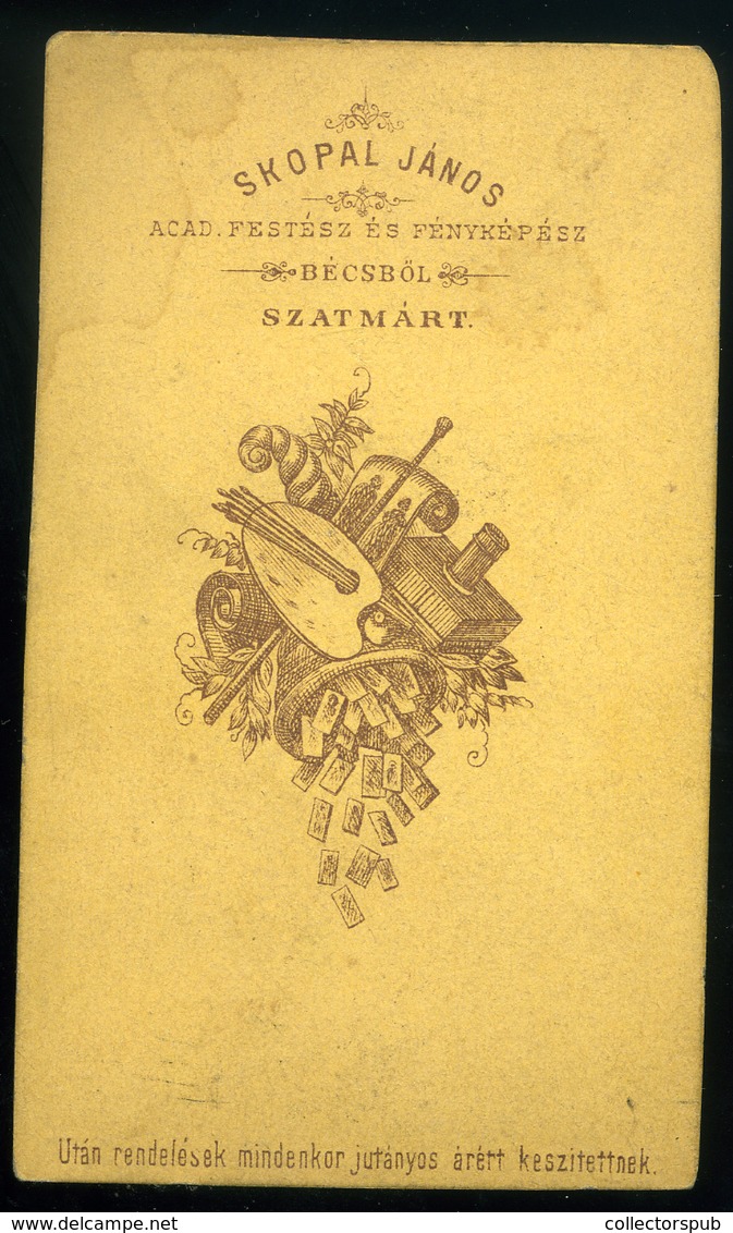 SZATMÁR 1872. Skopal J. : Ismeretlen Férfi, Régi Visit Fotó - Sonstige & Ohne Zuordnung