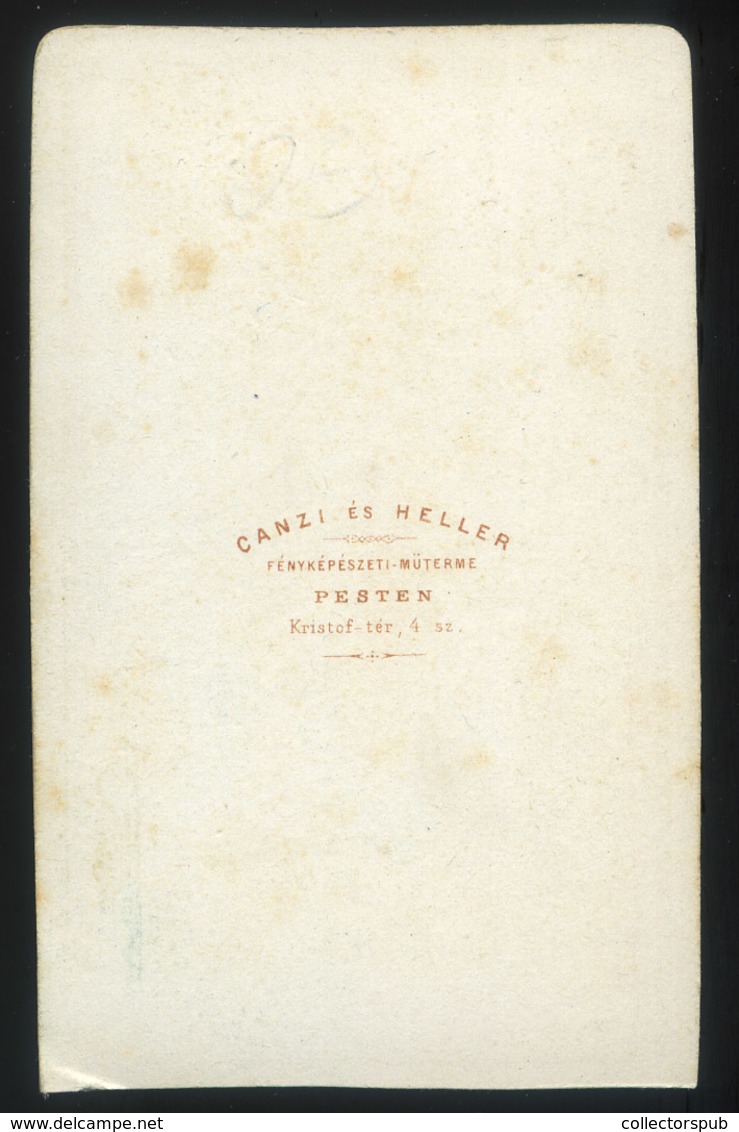 PEST 1860-65. Canzi és Heller : Ismeretlen Hölgy,  Visit Fotó - Other & Unclassified