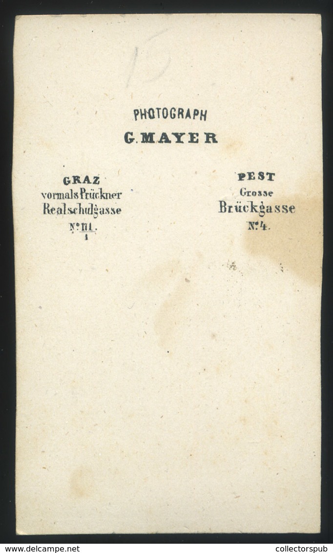 PEST 1860. Cca. Mayer G. Ismeretlen Pár, Visit Fotó - Andere & Zonder Classificatie