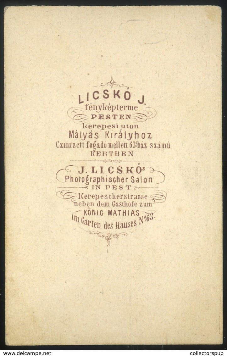 PEST 1870-75. Cca. Licskó J. :Ismeretlen Pár, Ritka, Visit Fotó - Andere & Zonder Classificatie
