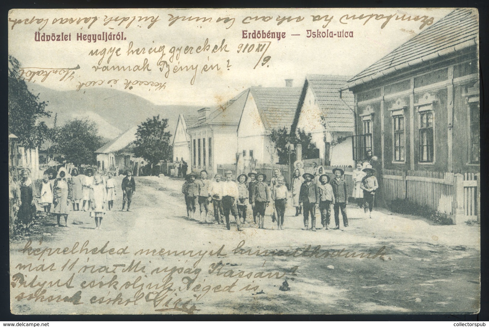 ERDŐBÉNYE  Iskola Utca Régi Képeslap  /  School St.  Vintage Pic. P.card - Hungary