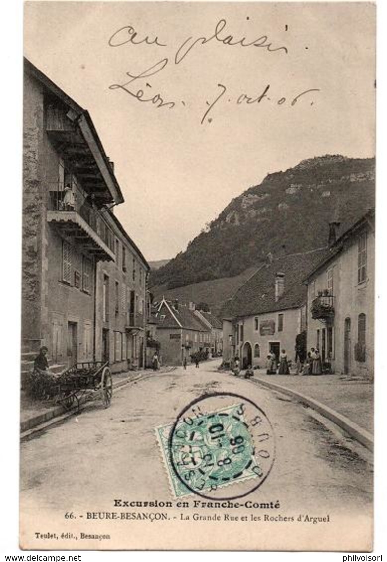 BEURE-BESANCON LA GRANDE RUE ET LES ROCHERS D ARGUEL TRES ANIMEE - Autres & Non Classés