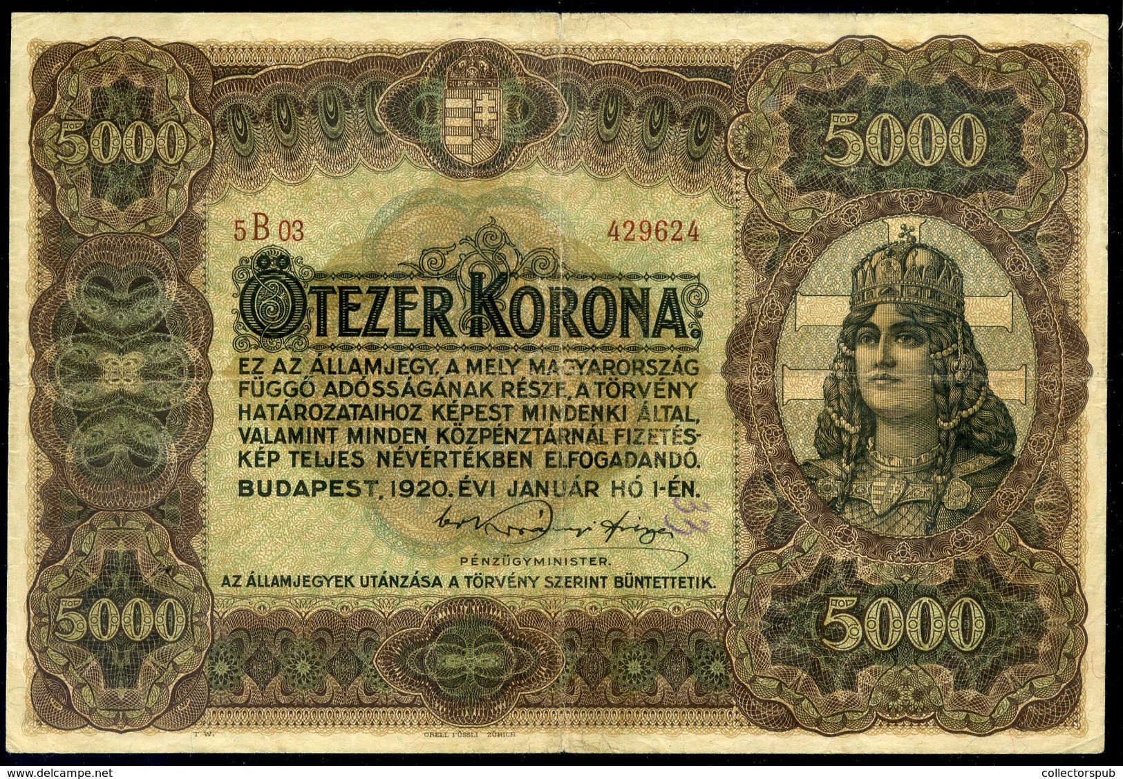 5000 Korona 1920. - Unclassified