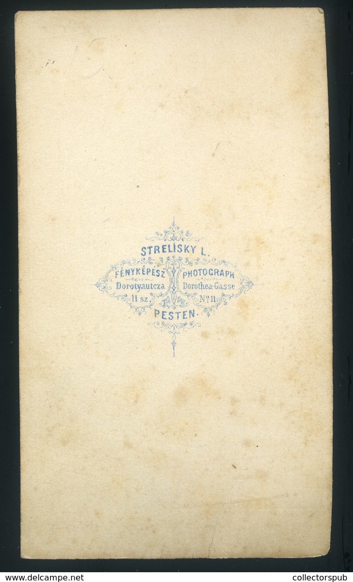 PEST 1865. Ca. Strelisky Lipót : Ismeretlen Hölgy, Visit Fotó - Other & Unclassified
