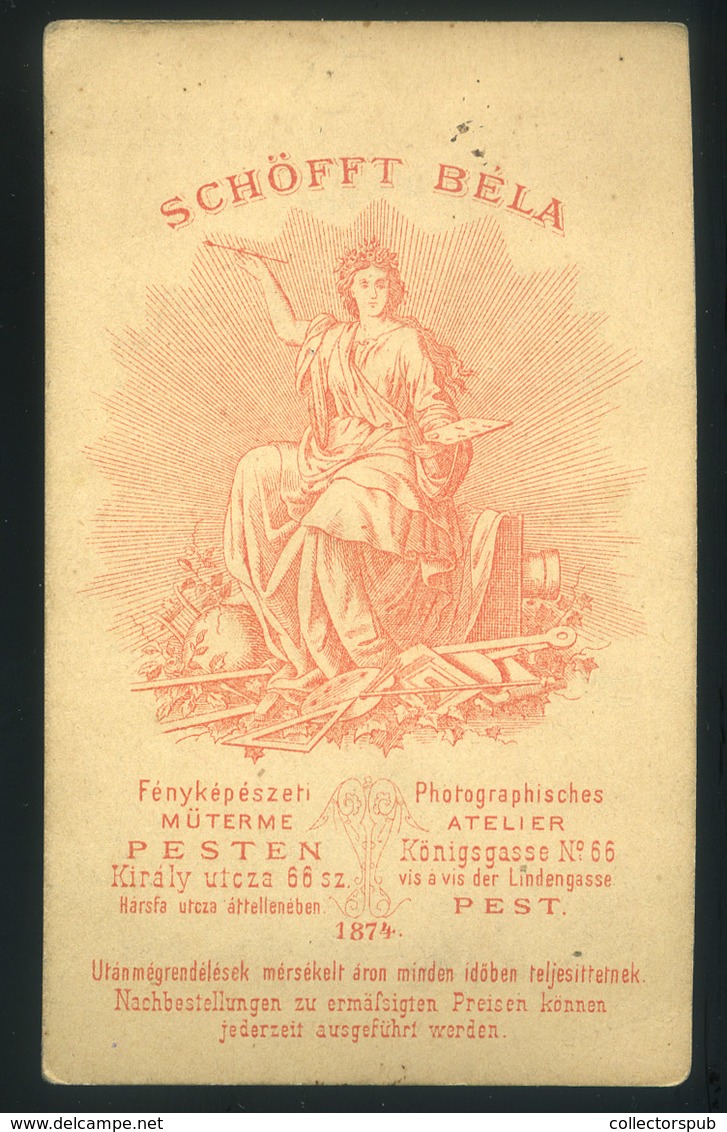 PEST 1875. Ca. Schöfft Béla : Ismeretlen Hölgy, Visit Fotó - Other & Unclassified