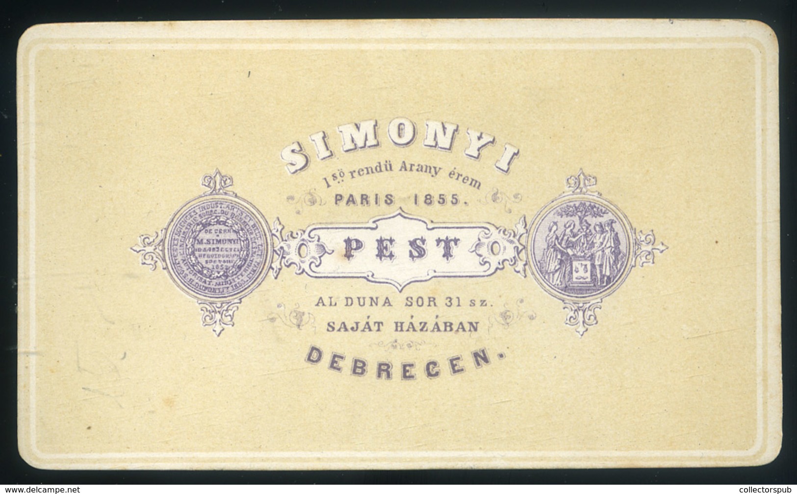 PEST 1865-70. Simonyi Antal : Ismeretlen Hölgy, Visit Fotó - Sonstige & Ohne Zuordnung