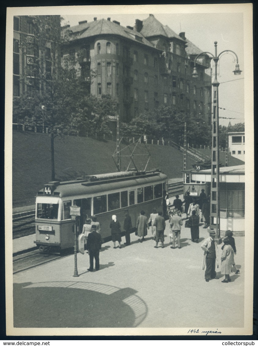 BUDAPEST 1942. 44-es Villamos, Régi Fotó 24*18 Cm - Andere & Zonder Classificatie