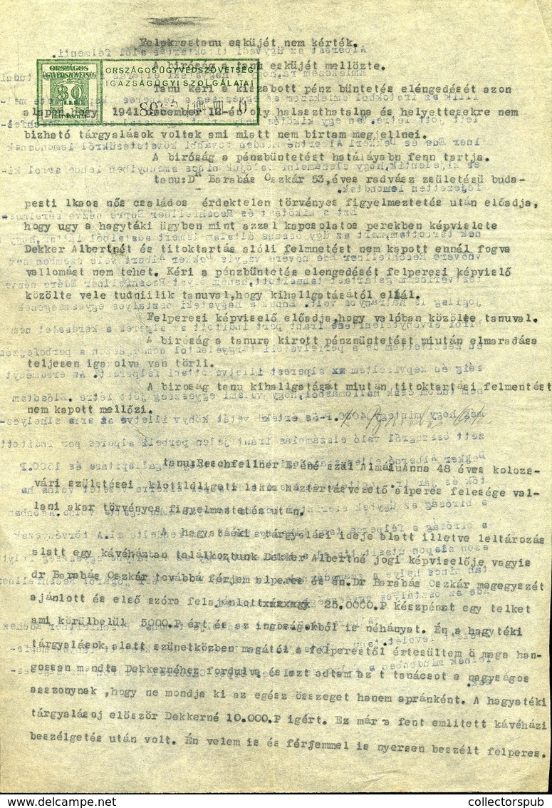 1941. Dokumentum Iratmásolat Díjjeggyel , Ritka   /  1941  Document Copy Farious Stamp Duty Rare Bundle - Brieven En Documenten