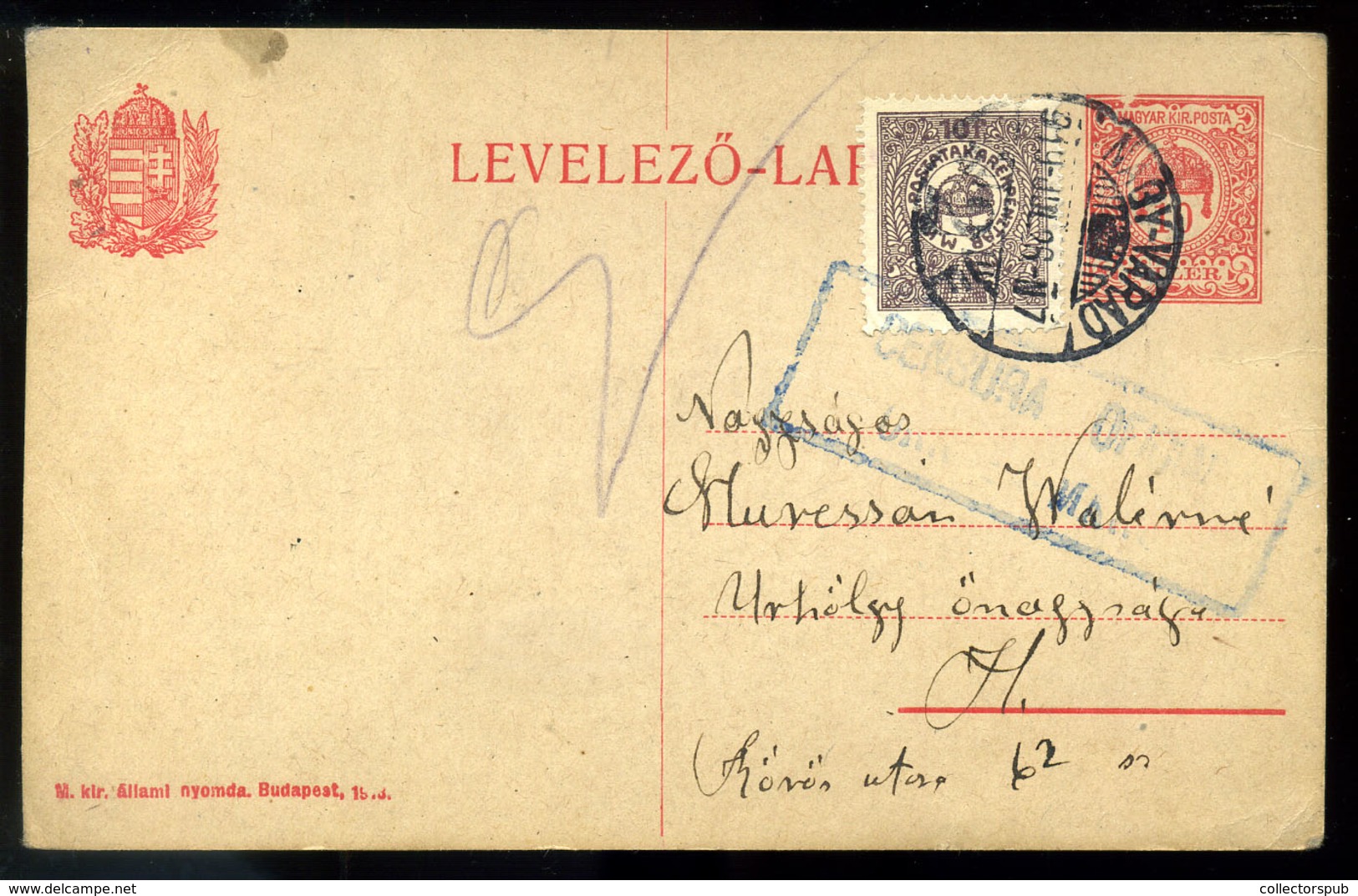 NAGYVÁRAD 1919.07. Posta Takarékpénztár Bélyeggel Kiegészített Díjjegyes Lap , Cenzúrázva. Ritka Darab4 - Used Stamps