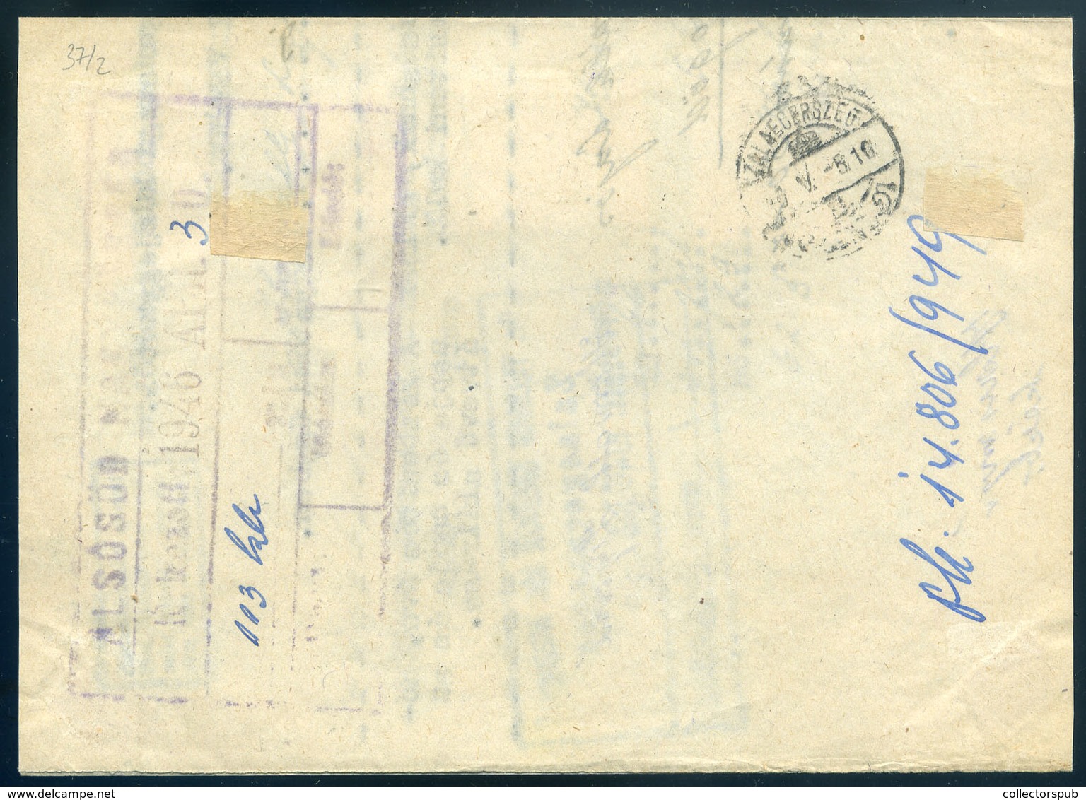 ALSÓGÖD 1946. Kézbesítési Vevény Lovasfutár Bélyegekkel Zalaegerszegre - Cartas & Documentos