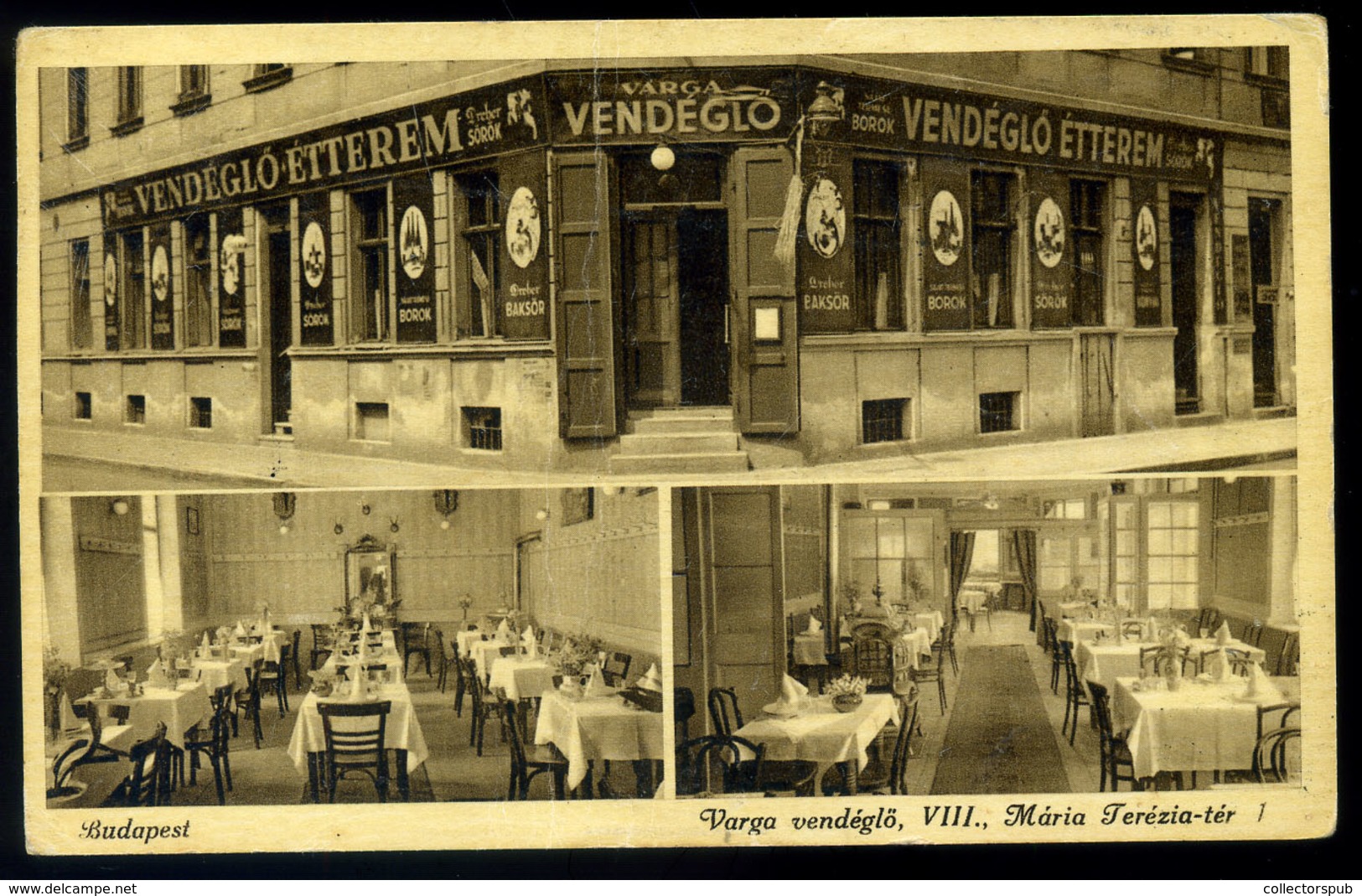 BUDAPEST 1944. VIII. Mária Terézia Tér, Varga Vendéglő, Régi Képeslap  /  Varga Restaurant  Vintage Pic. P.card - Hongarije