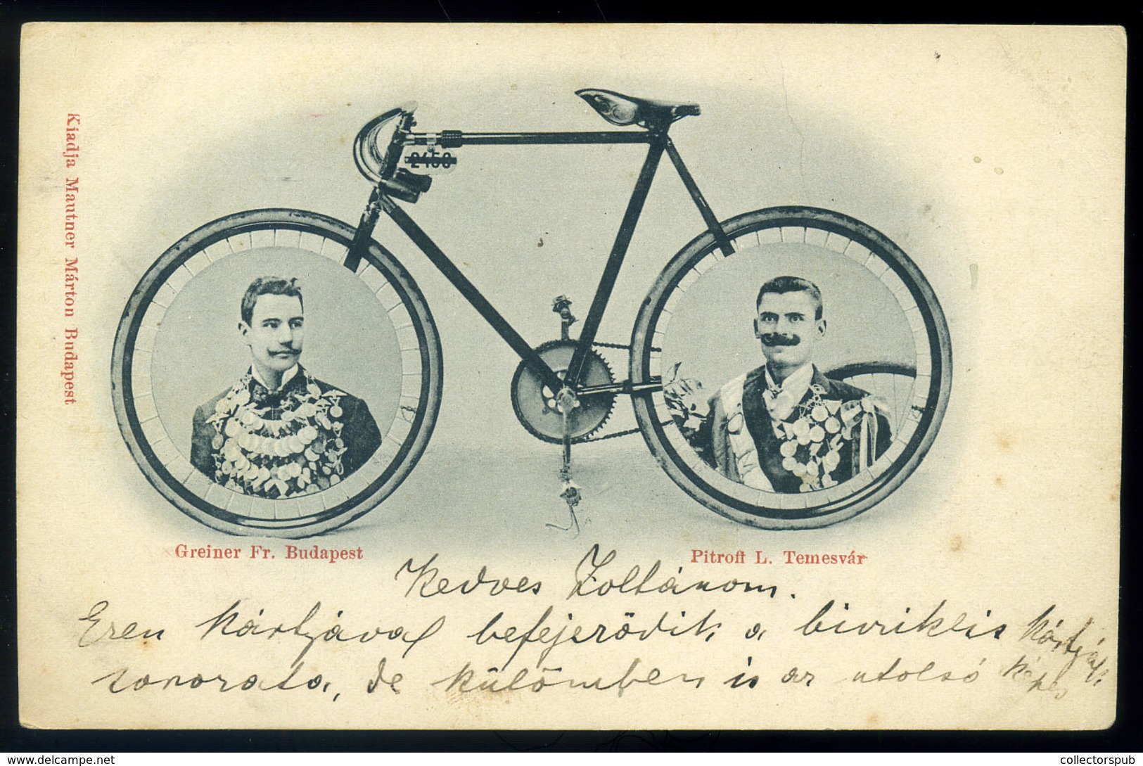 KERÉKPÁR Bajnokok 1900. Ritka Képeslap - Hongarije