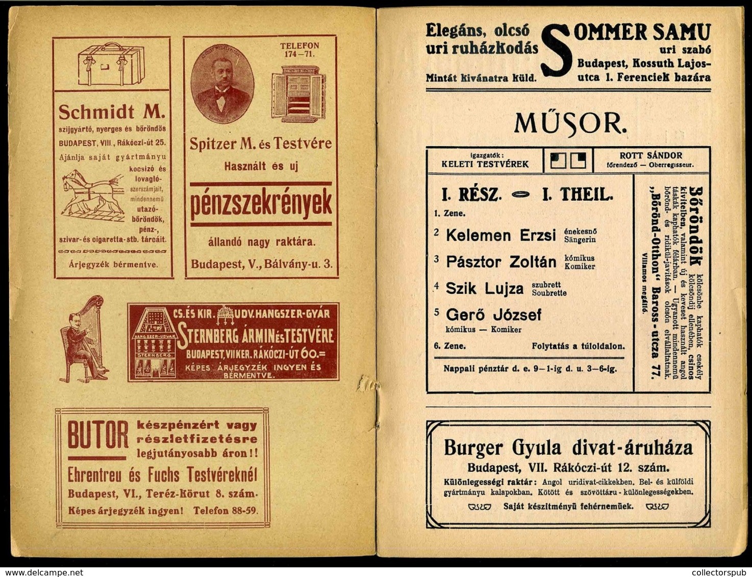 BUDAPEST 1910. Cca. Folies Caprice Mulató, Műsorfüzet, Reklámokkal /  Program Brochure, Adv. - Unclassified