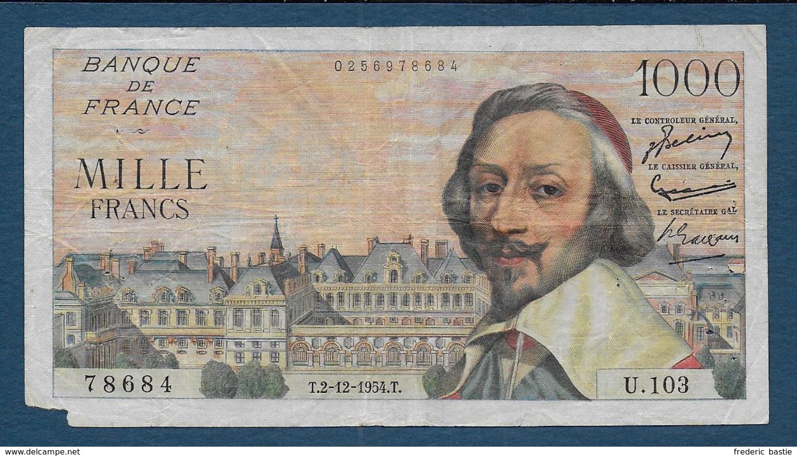 Billet 1000 Fr  Richelieu  Du 2 - 12 - 1954 - 1 000 F 1953-1957 ''Richelieu''