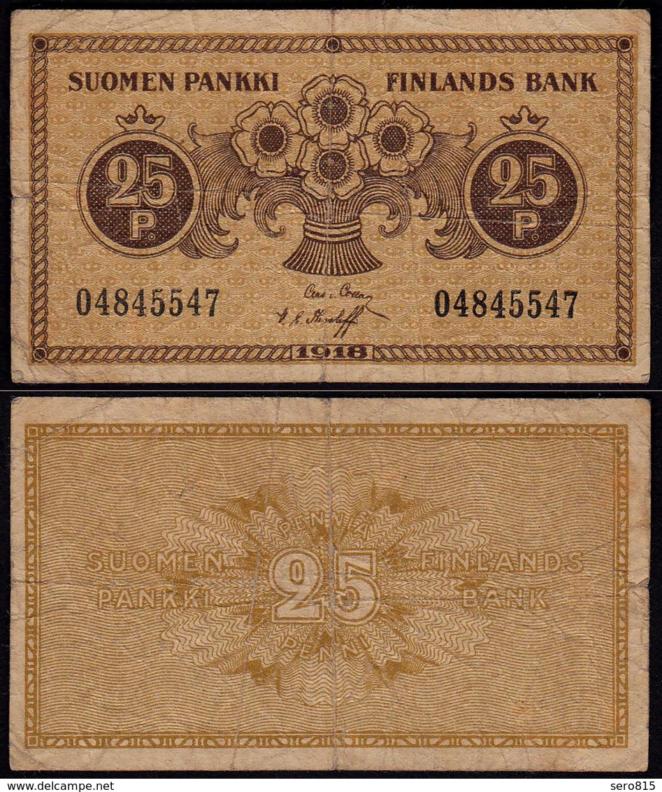 FINNLAND - FINLAND 25 PENNIA BANKNOTE 1918 PICK 33 F (4)  (23577 - Finlande