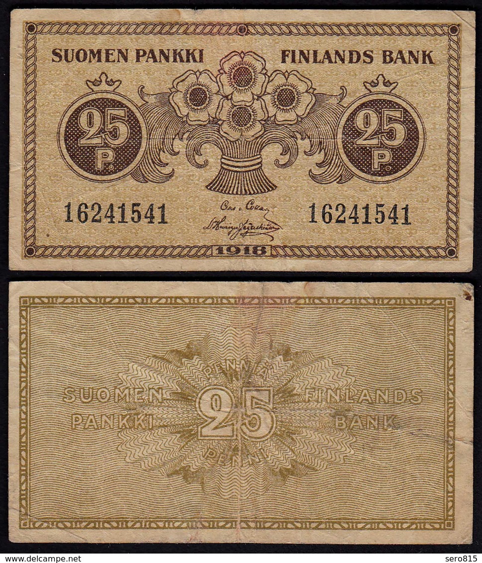 FINNLAND - FINLAND 25 PENNIA BANKNOTE 1918 PICK 33 F (4)  (23581 - Finlande