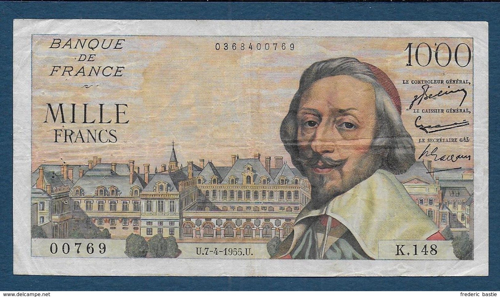 Billet 1000 Fr  Richelieu  Du  7 - 4 - 1955 - 1 000 F 1953-1957 ''Richelieu''