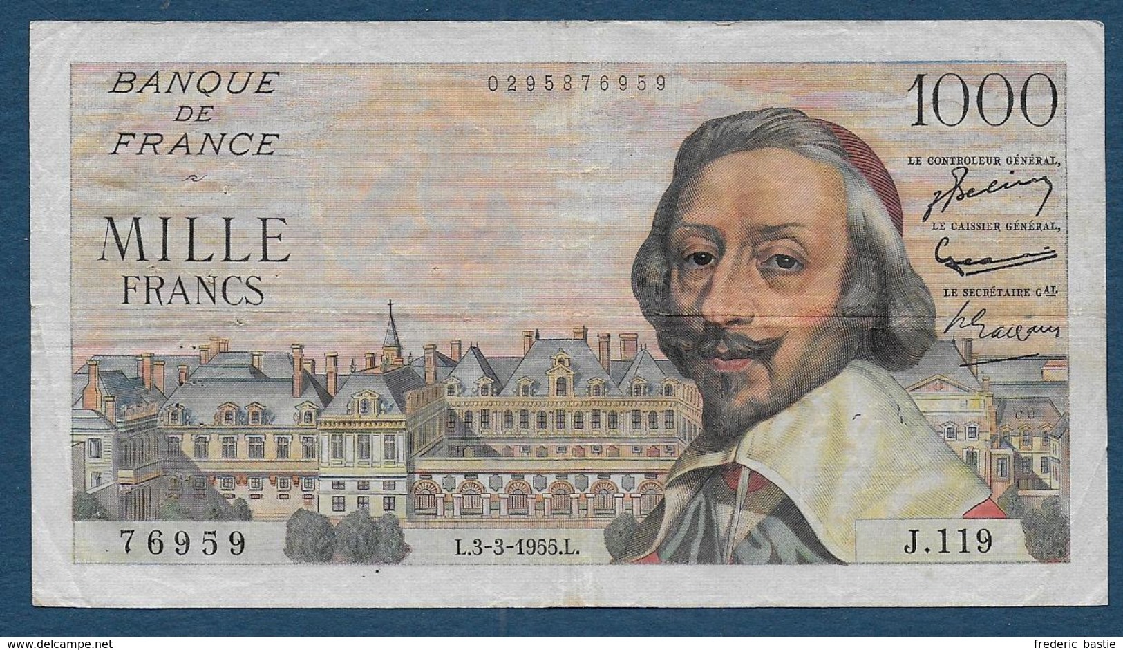 Billet 1000 Fr  Richelieu  Du  3 - 3 - 1955 - 1 000 F 1953-1957 ''Richelieu''