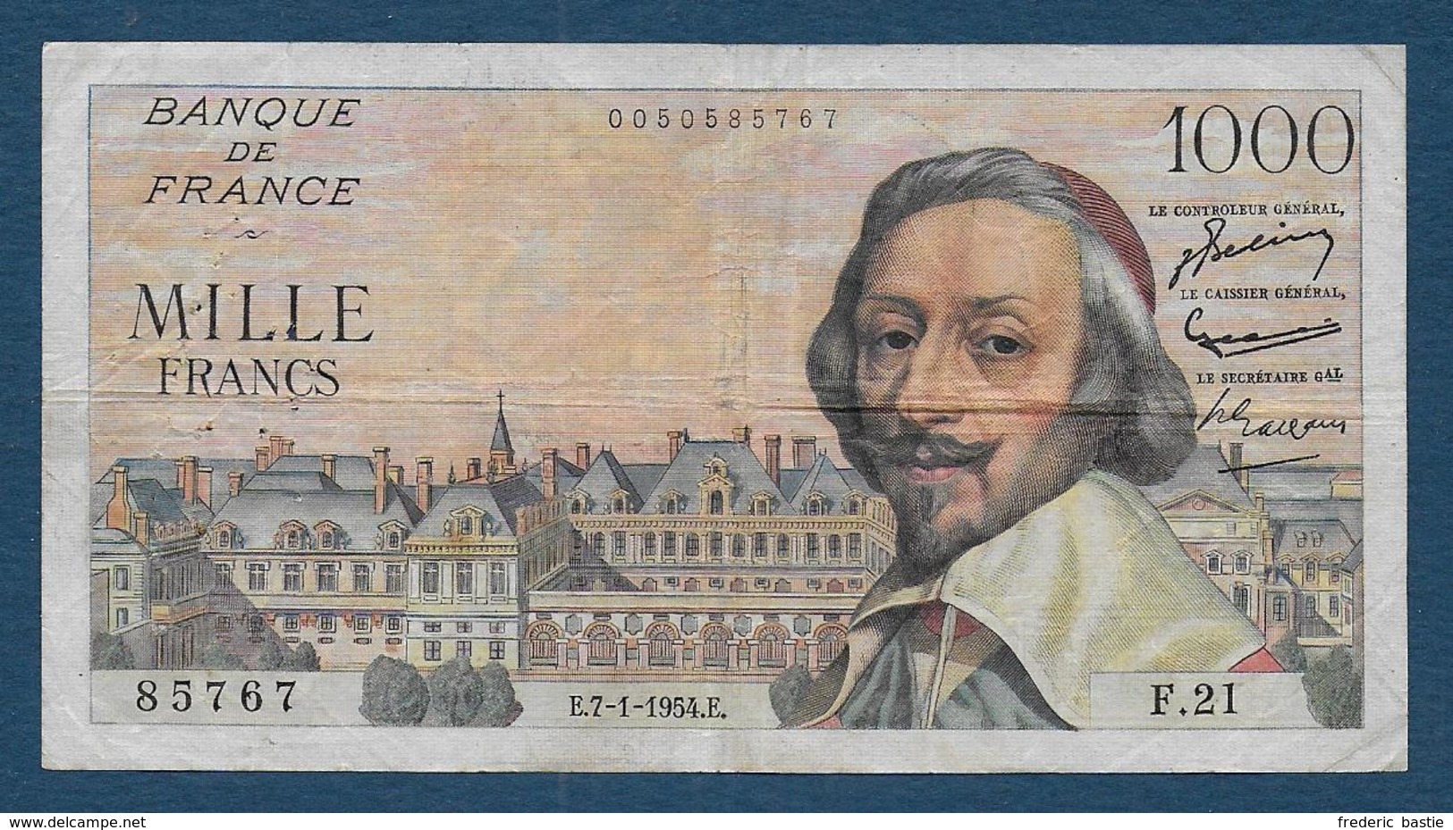 Billet 1000 Fr  Richelieu  Du  7 - 1 - 1954 - 1 000 F 1953-1957 ''Richelieu''