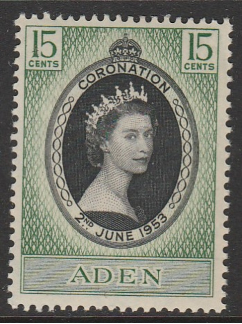 Aden/Yemen 1953 Queen Elizabeth II 15 C Dark Green/black SW 48 * MM - Yemen