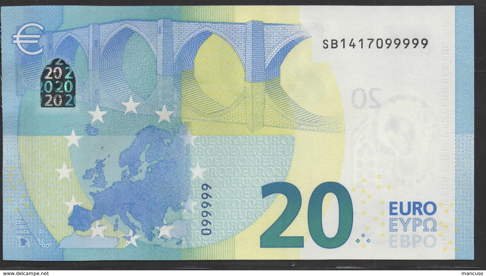 EURO 20  ITALIA SB S021  99999  UNC - 20 Euro