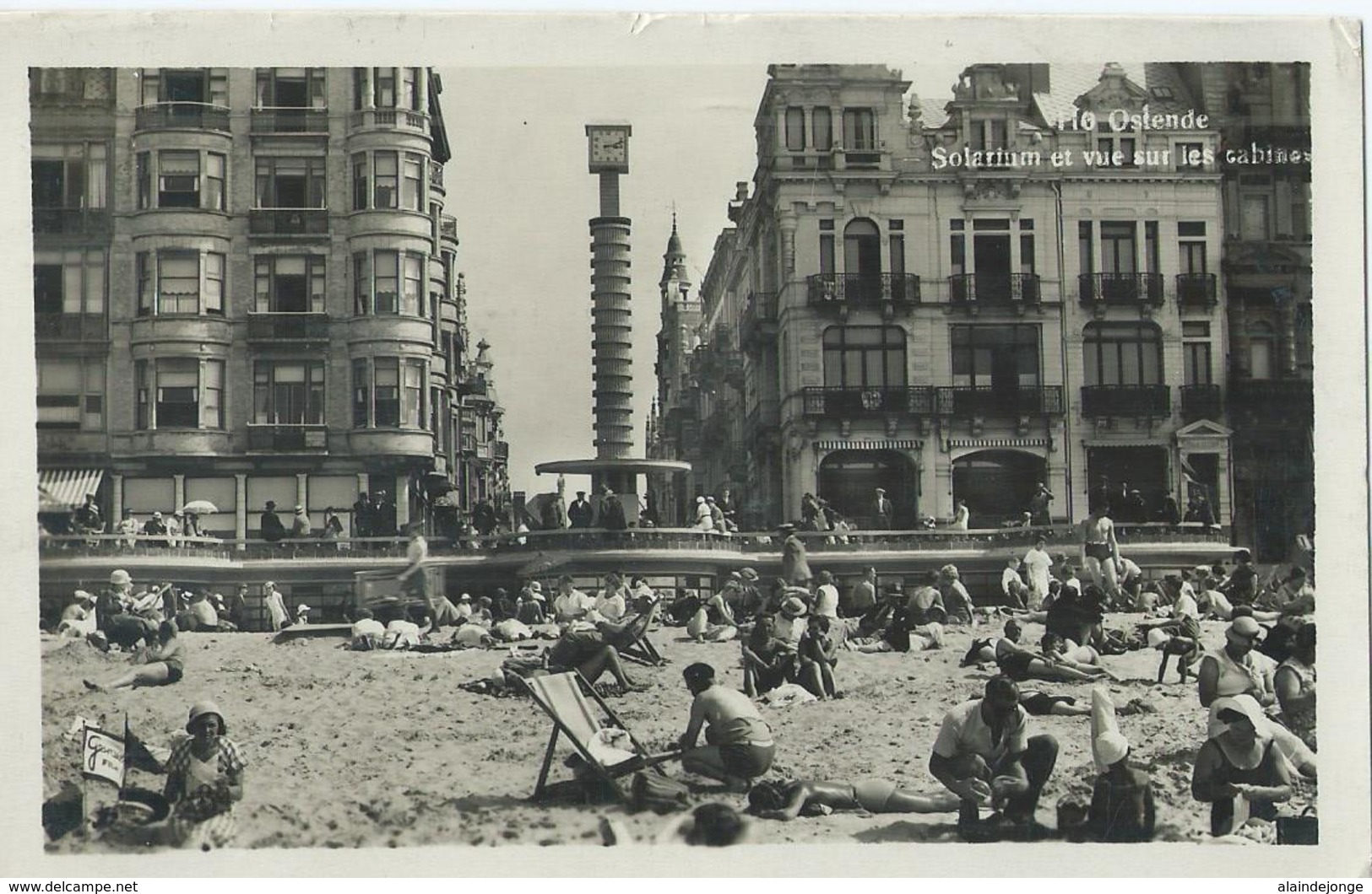 Oostende - Ostende - 110 - Solarium Et Vue Sur Les Cabines - Veritable Photographie - 1935 - Oostende