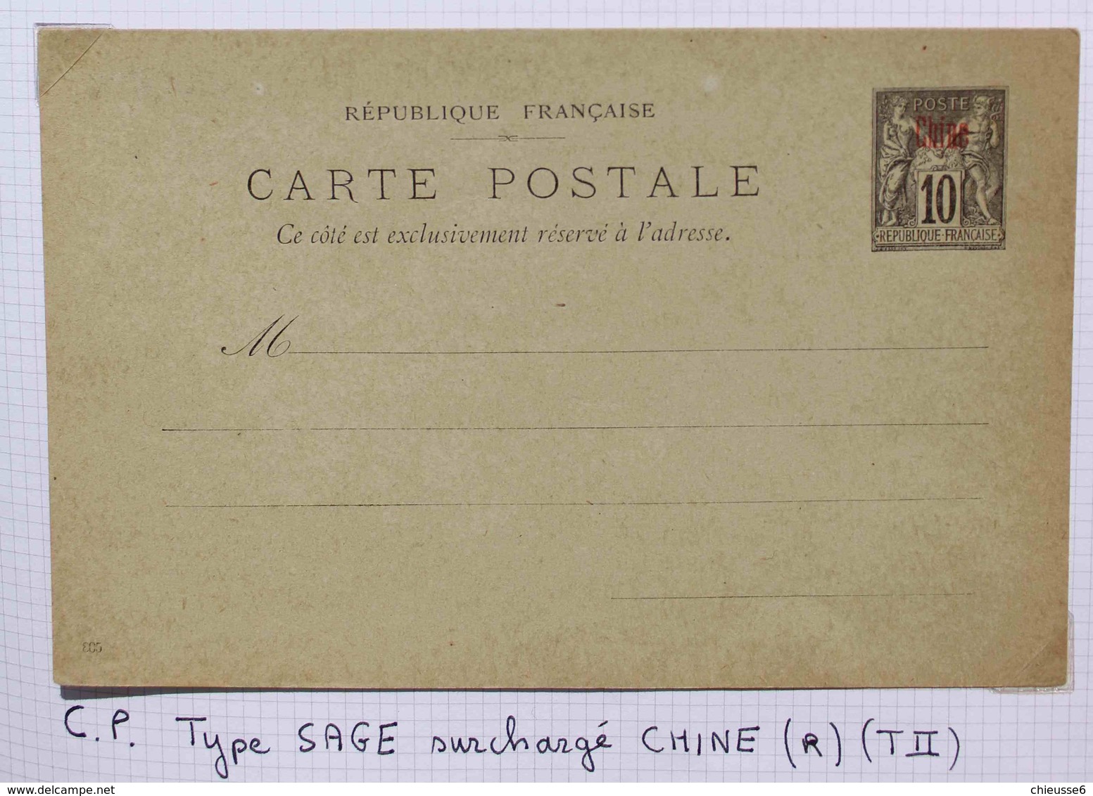 Chine - C.P Type Sage  Surchargé CHINE  - - Lettres & Documents