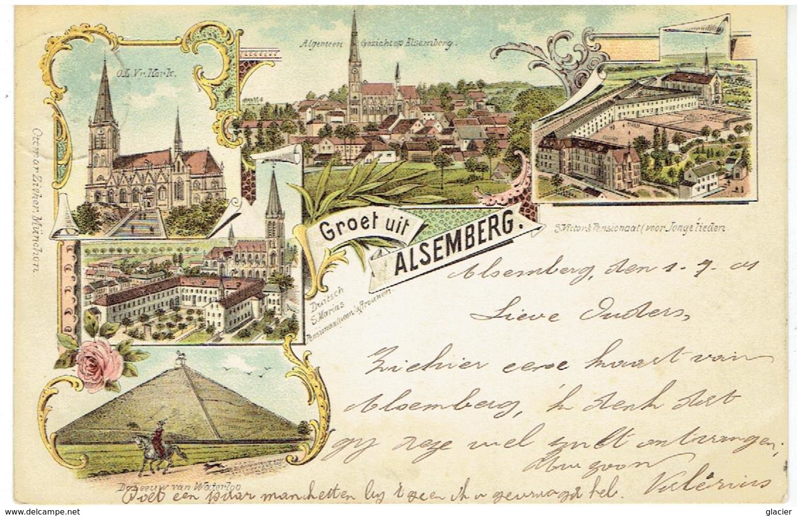 Groet Uit ALSEMBERG - Beersel - Litho Kaart - Gekleurd - Verzonden 1901 - Beersel