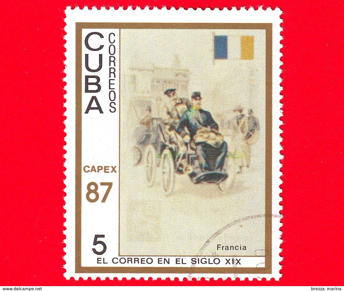 CUBA - 1987 - Capex '87 - La Posta Del 19° Secolo - Francia - Bandiera - Servizi Postali - 5 - Nuovi