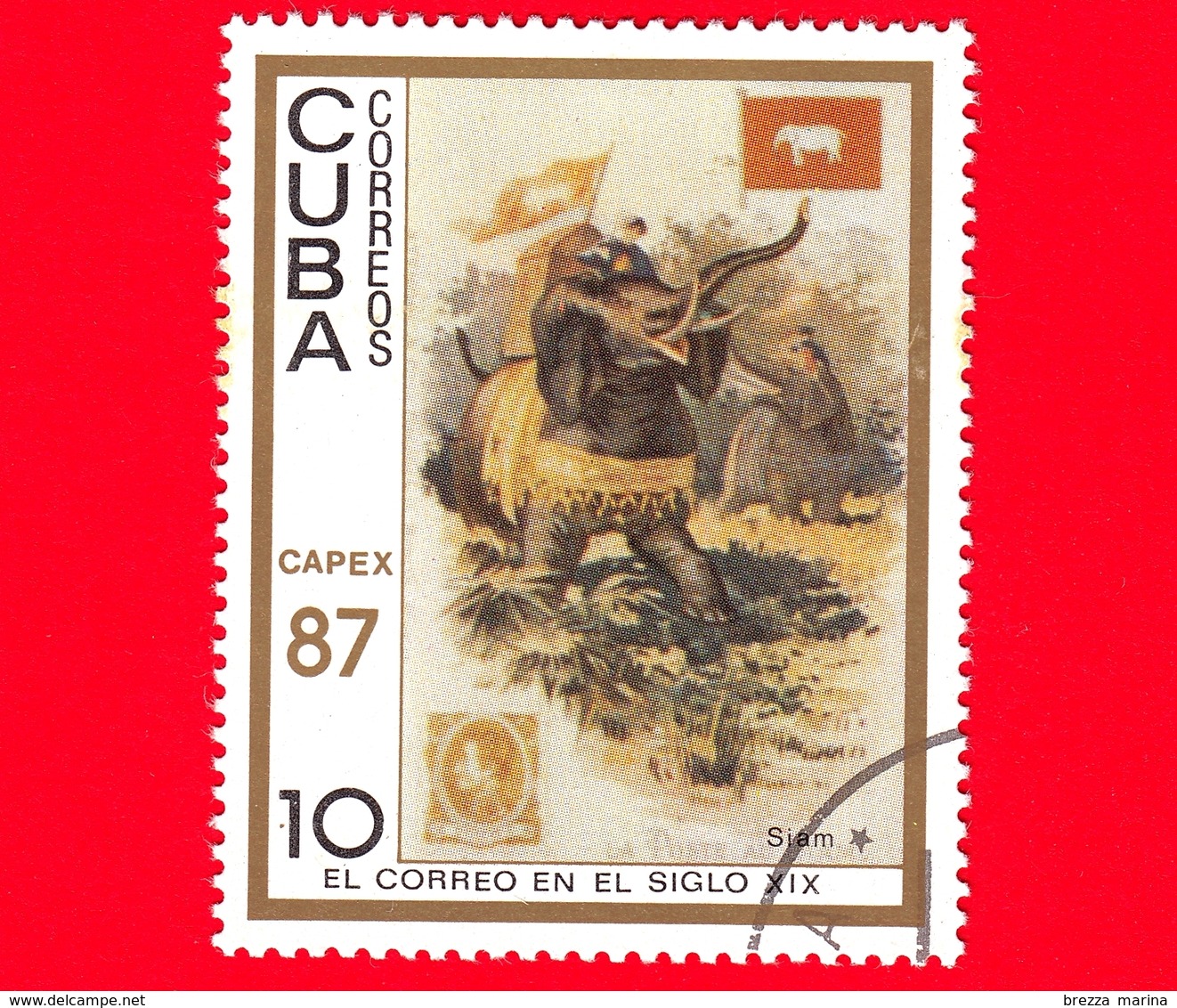 CUBA - 1987 - Capex '87 - La Posta Del 19° Secolo - Siam - Elefante - Bandiera - Servizi Postali - 10 - Nuovi