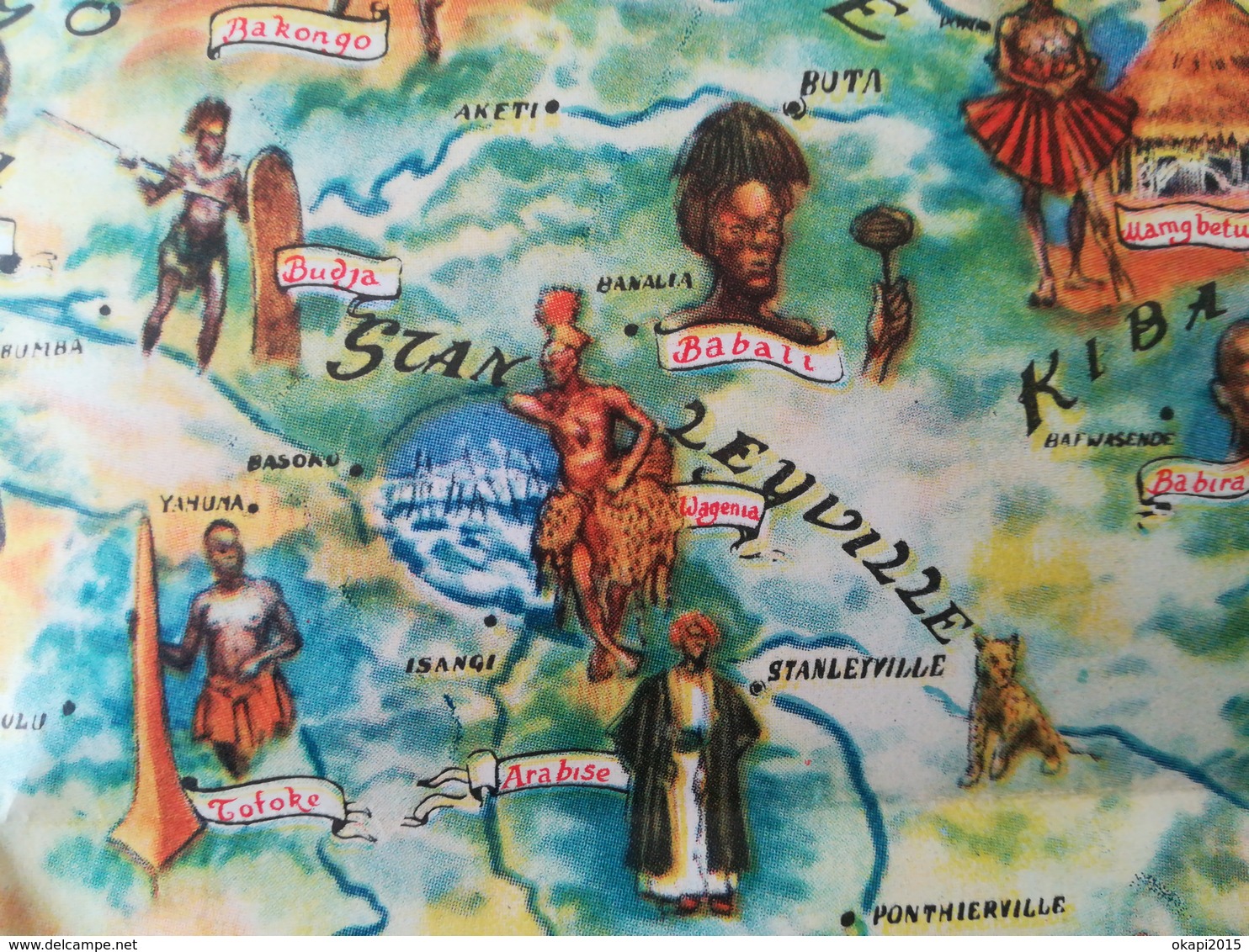 Carte Congo Belge ethnographique en français vieux papiers colonie Belgique