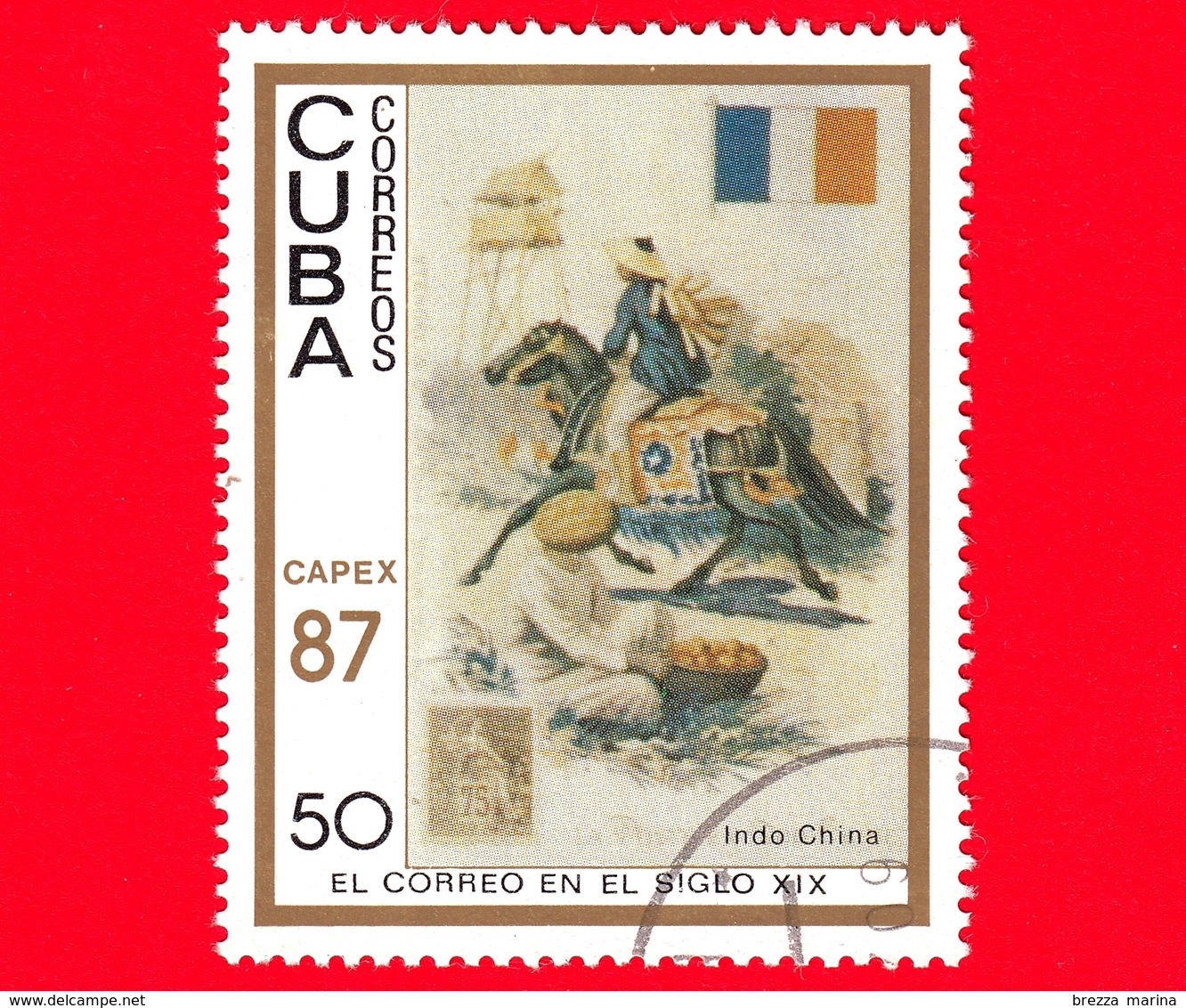 CUBA - 1987 - Capex '87 - La Posta Del 19° Secolo - Indocina - Bandiera - Postini A Cavallo - 50 - Nuovi