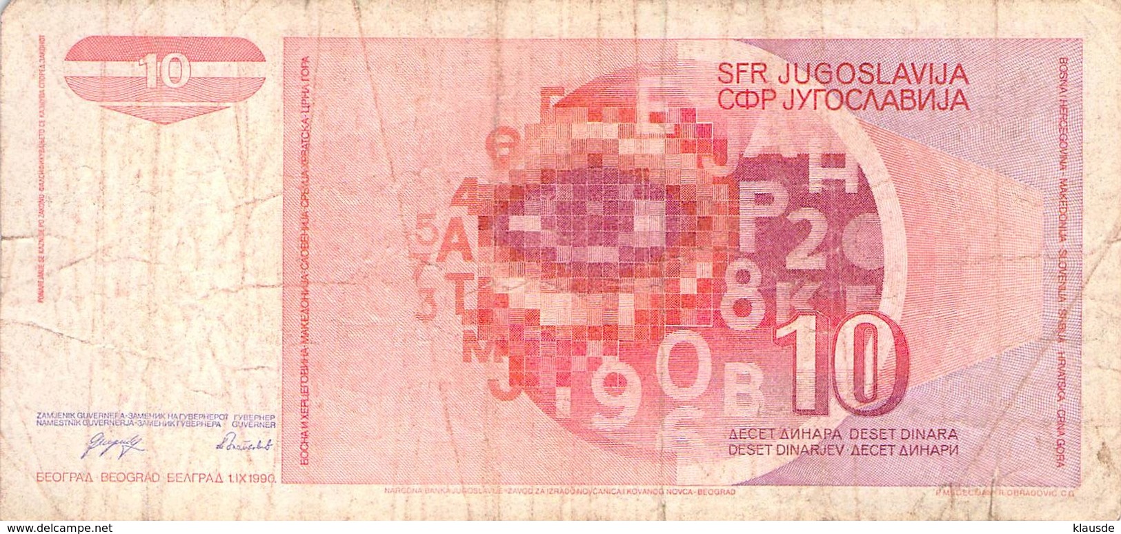 10 Dinar Banknote Jugoslawien 1990 VF/F (III) - Jugoslawien