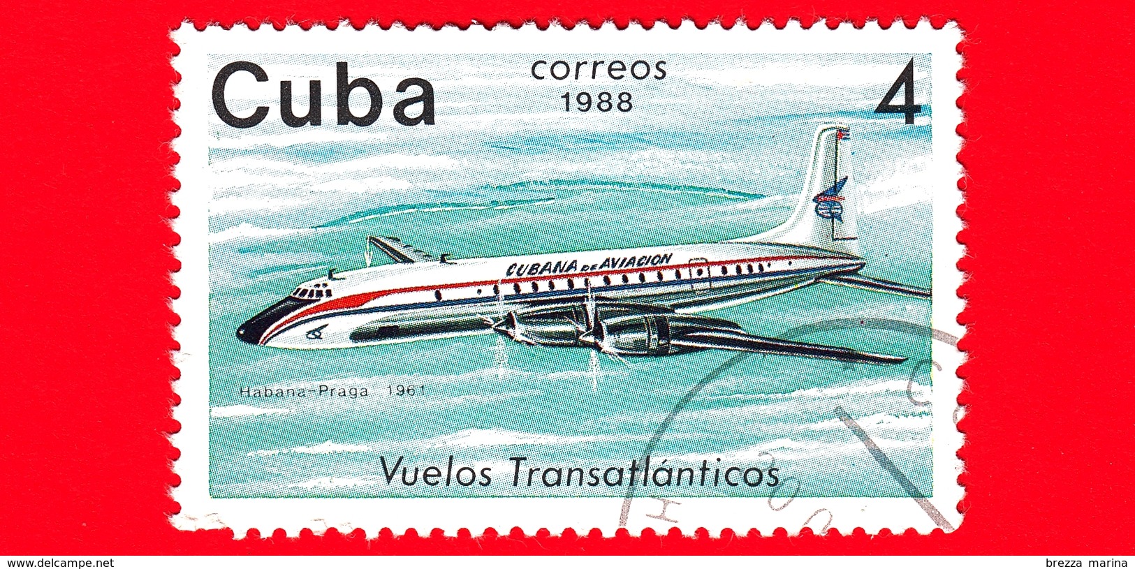 CUBA - 1988 - Aereo - Aviazione - Compagnie Aeree - Douglas DC-7 (Praga, 1961) - 4 - Nuovi