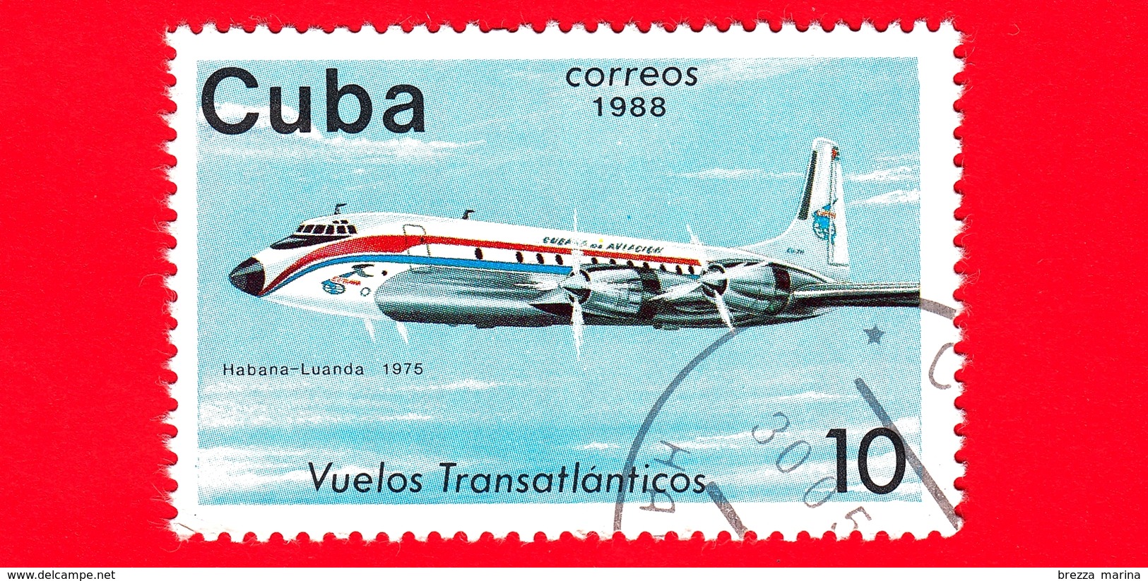 CUBA - 1988 - Aereo - Aviazione - Compagnie Aeree - Douglas DC-7 (Luanda, 1975) - 10 - Nuovi