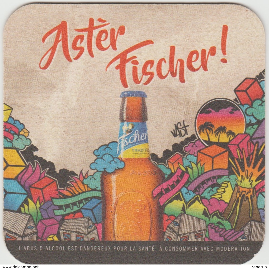 Sous-bocks **neuf ** FISCHER  Ile De LA REUNION Océan Indien.Biere Birra Cerveza Piwo Pils 1 Scanne Recto/verso - Sous-bocks