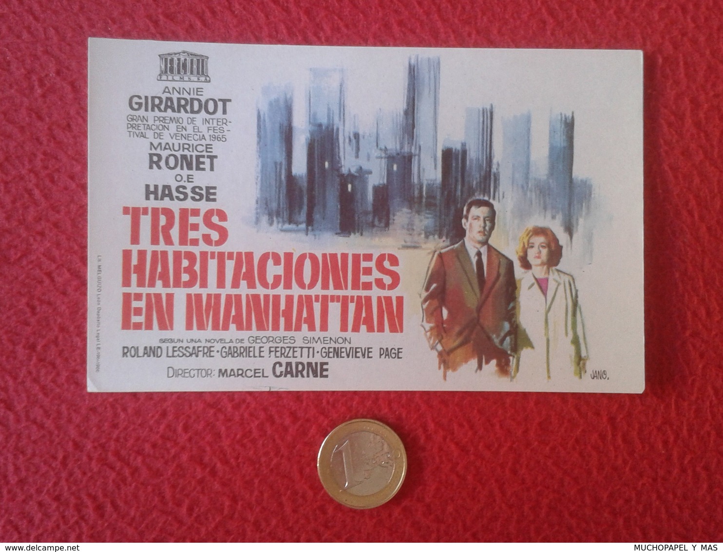 SPAIN PROGRAMA DE CINE FOLLETO MANO CINEMA PROGRAM PROGRAMME FILM PELÍCULA TRES HABITACIONES EN MANHATTAN ANNIE GIRARDOT - Publicidad