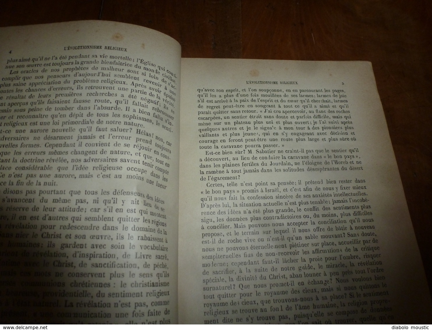 1897      L' ÉVOLUTIONNISME RELIGIEUX     à Propos D'un Ouvrage De A. Sabatier  (40 Pages) - Non Classés