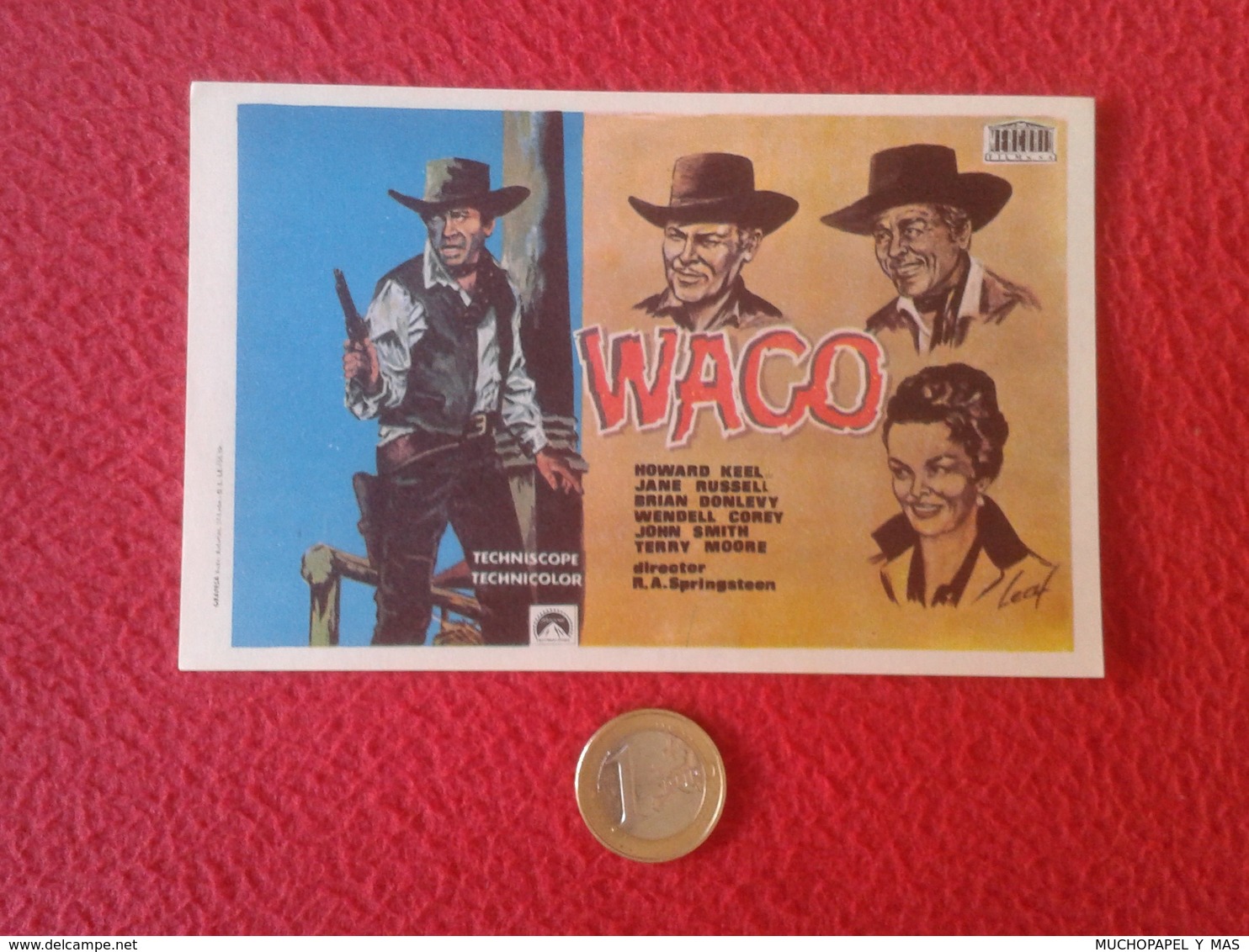 SPAIN ANTIGUO PROGRAMA DE CINE FOLLETO MANO CINEMA PROGRAM PROGRAMME FILM PELÍCULA WACO WESTERN JANE RUSSELL HOWARD KEEL - Publicidad