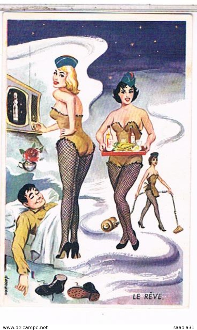 ILLUSTRATEUR LOUIS CARRIERE N°709 Pin Up 9x14  LE  REVE     CPM  TBE  PH675 - Carrière, Louis