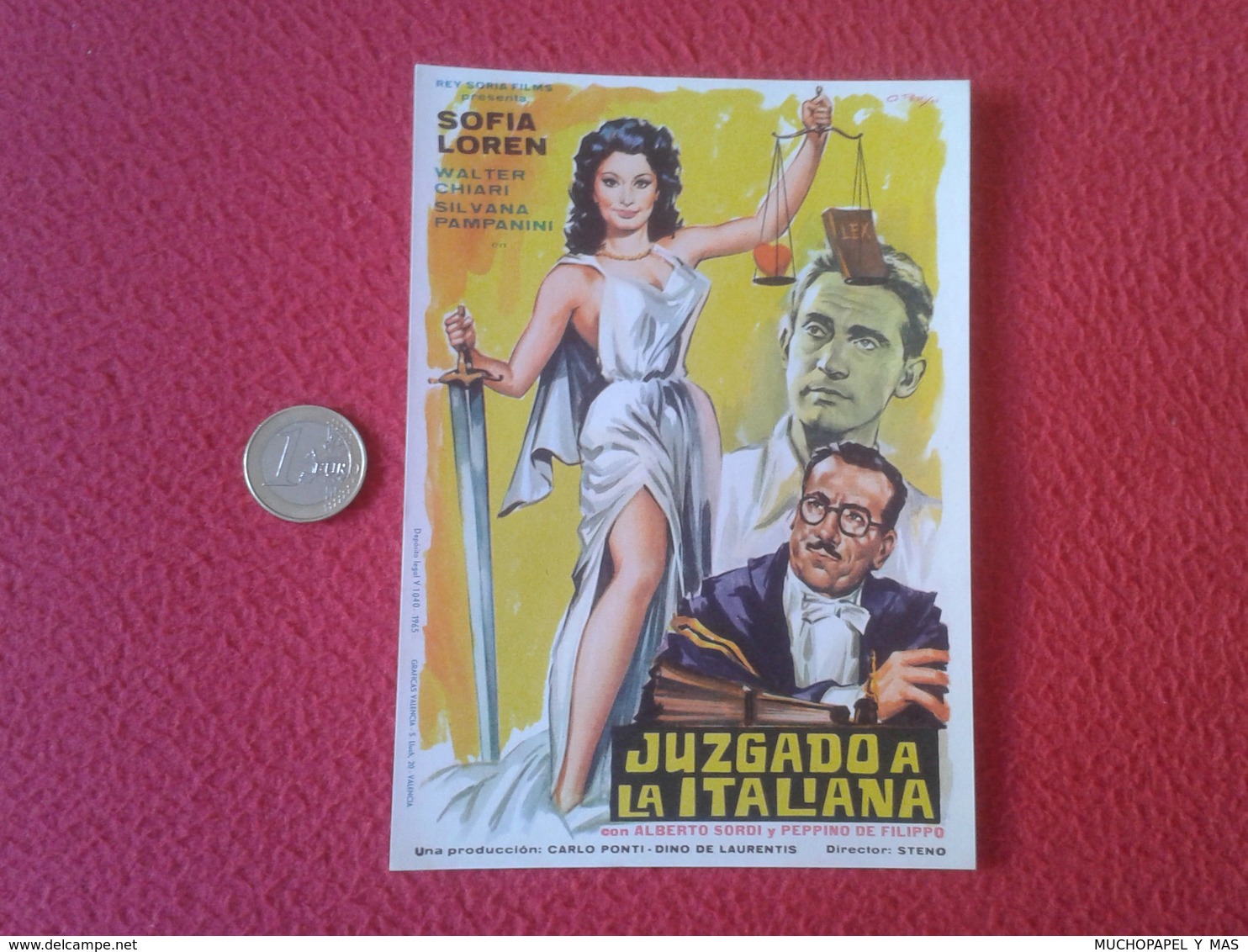 SPAIN PROGRAMA DE CINE FOLLETO MANO CINEMA PROGRAM PROGRAMME FILM PELÍCULA JUZGADO A LA ITALIANA SOFIA LOREN SOPHIA VER - Cinema Advertisement