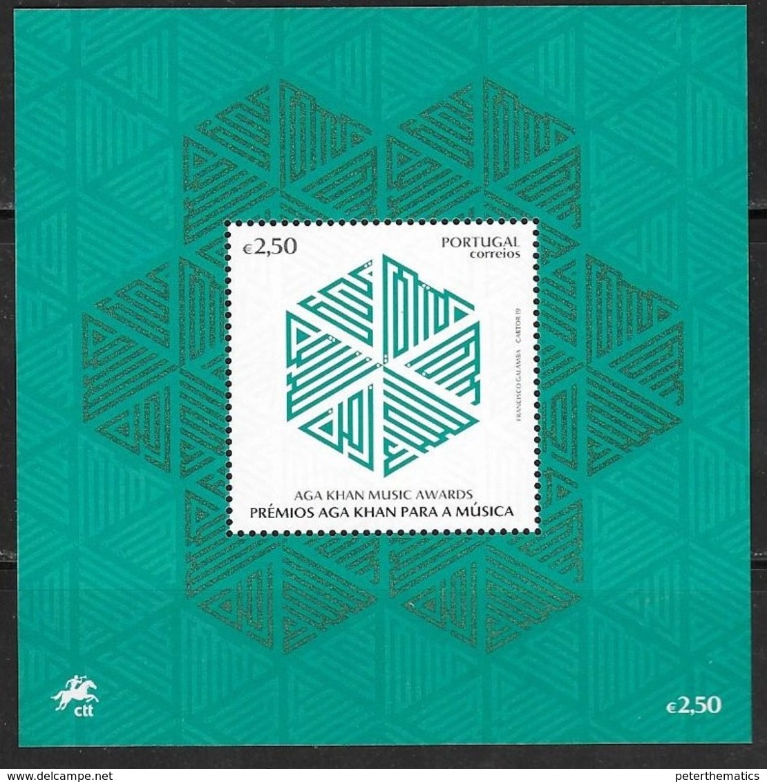 PORTUGAL, 2019, MNH, MUSIC, AGA KHAN MUSIC AWARDS, S/SHEET - Musique