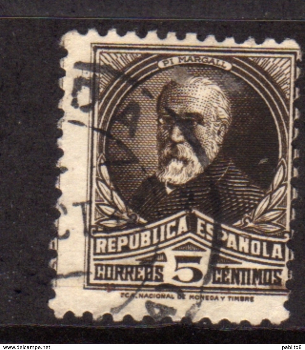 SPAIN ESPAÑA SPAGNA 1931 1932 FRANCISCO PI Y MARGALL CENT. 5c USATO USED OBLITERE' - Oblitérés