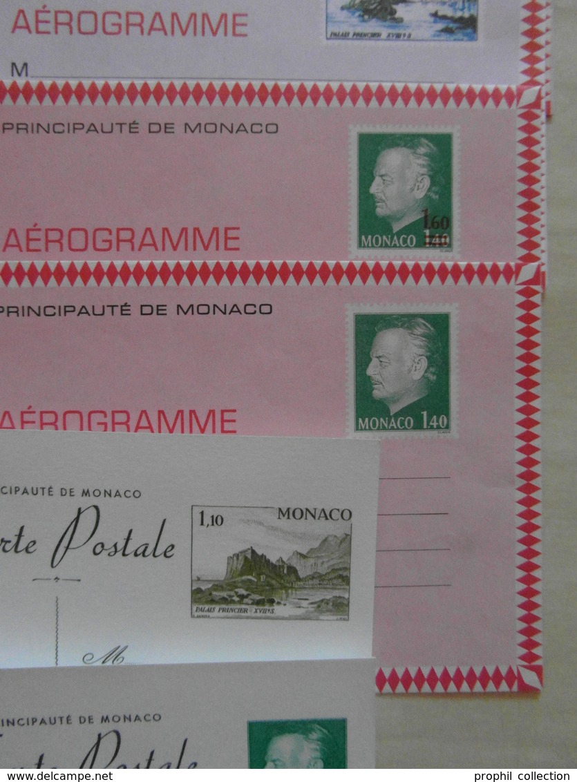 LOT De 14 ENTIERS POSTAUX NEUFS De MONACO Dont AEROGRAMME SURCHARGÉ CARTE POSTALE ETC. - Entiers Postaux