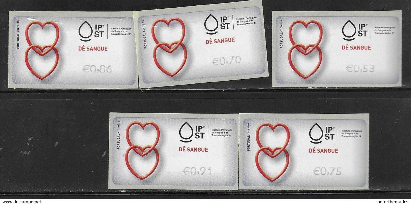 PORTUGAL, 2019, MNH, ATM LABELS, HEALTH, BLOOD DONATION, TYPE II,5v - Other & Unclassified