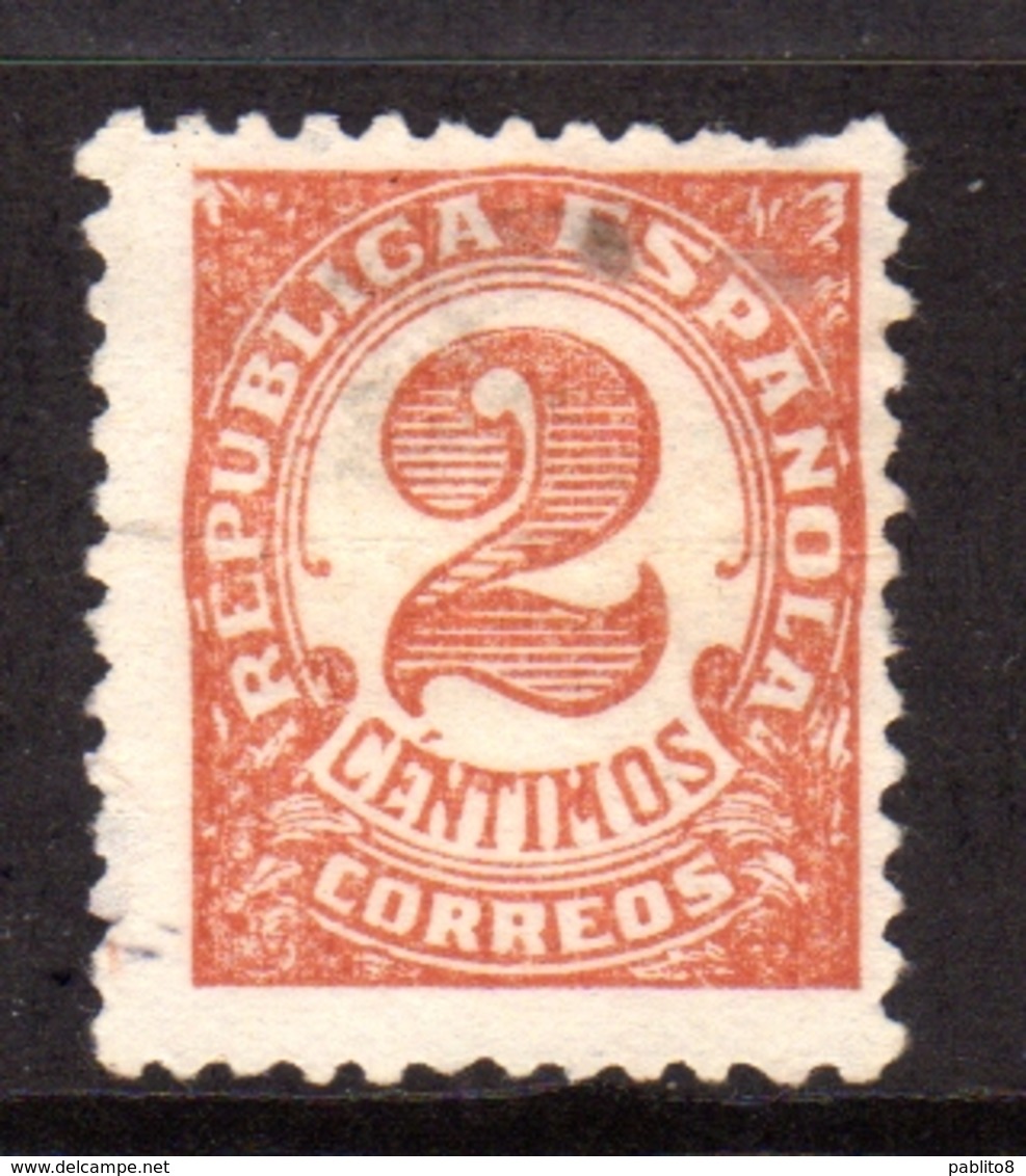 SPAIN ESPAÑA SPAGNA 1933 NUMERAL CIFRA CENT. 2c USATO USED OBLITERE' - Oblitérés