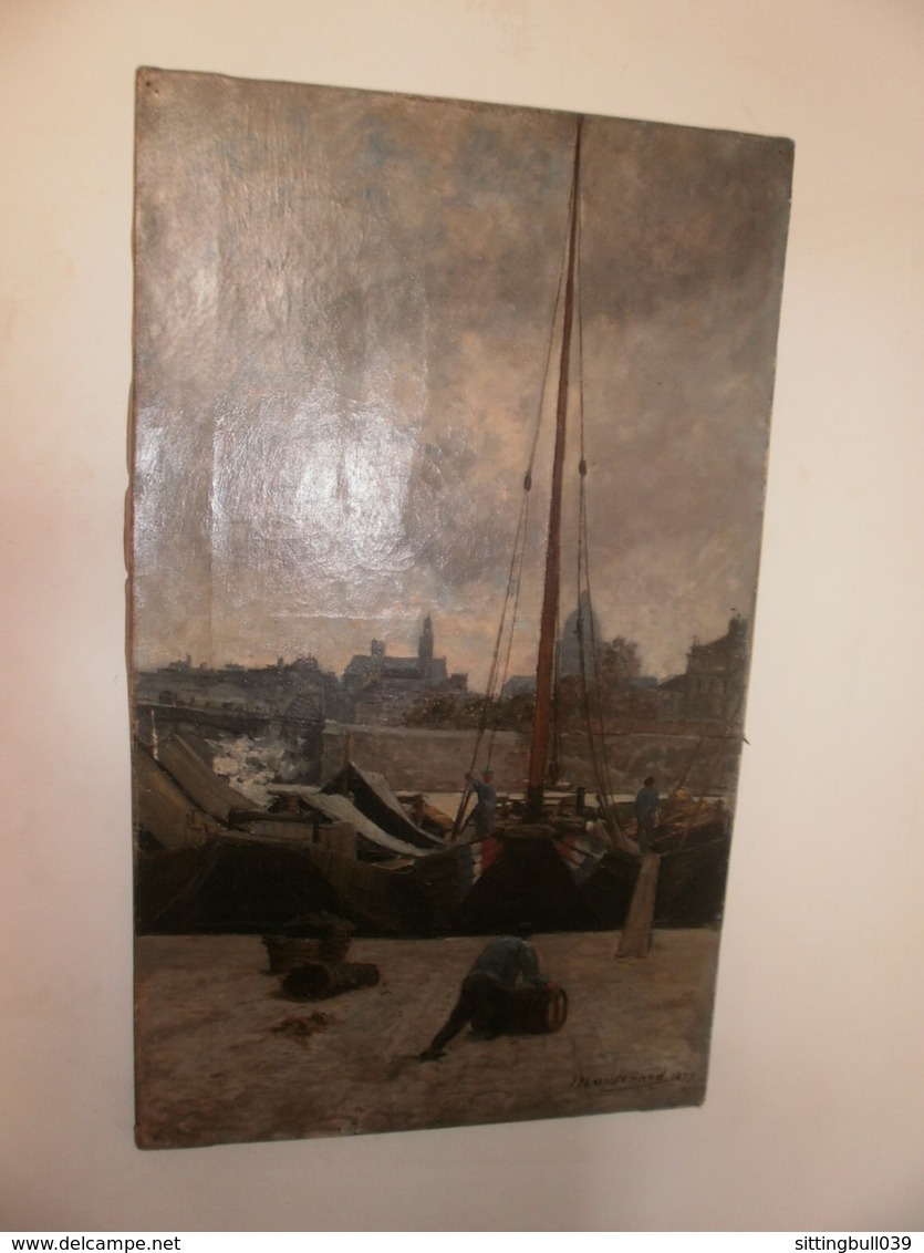 MONTENARD Frédéric. Tableau Peinture à L'huile. Bord De La Seine. PARIS. Signé. 1877 - Olii