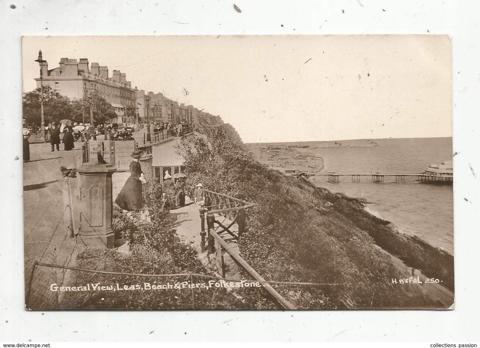 Cp,  ALLEMAGNE ,  KENT ,  FOLKESTONE , General View , Leas ,  Beach & Piers,  Voyagée 1913 - Folkestone