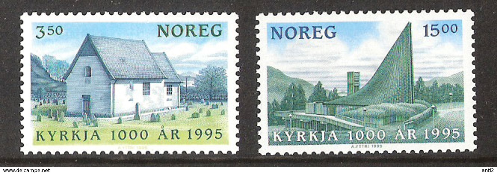 Norway Norge 1995 1000 Years Christening Norway, Church Moster And Slettebakken Mi 1181-1182 MNH(**) - Unused Stamps